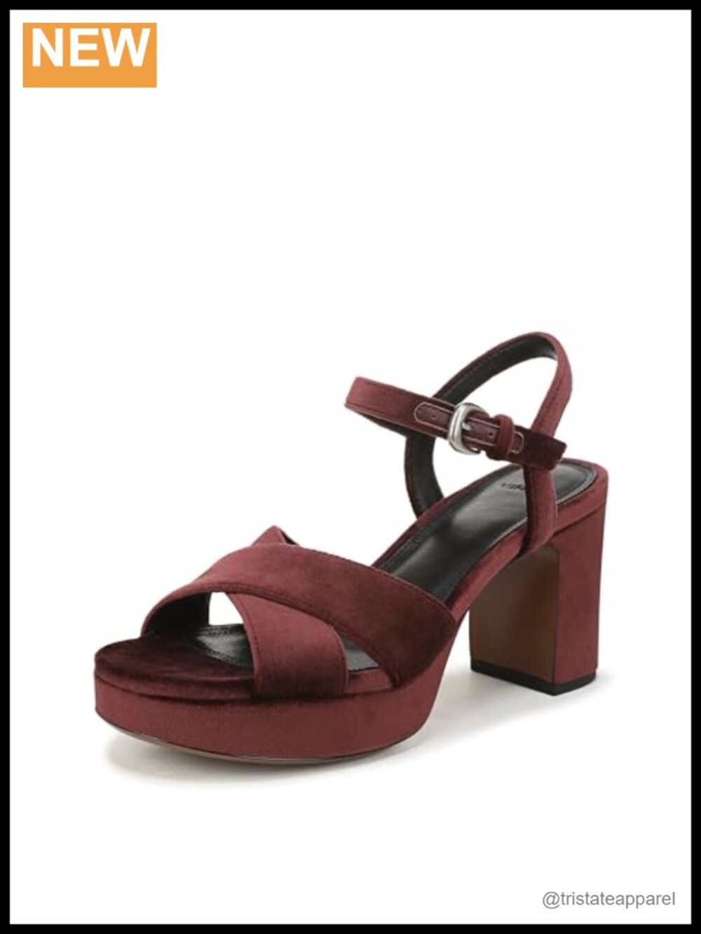 Womens Platform Heeled Sandals Velvet Block Heel Buckle Open Toe